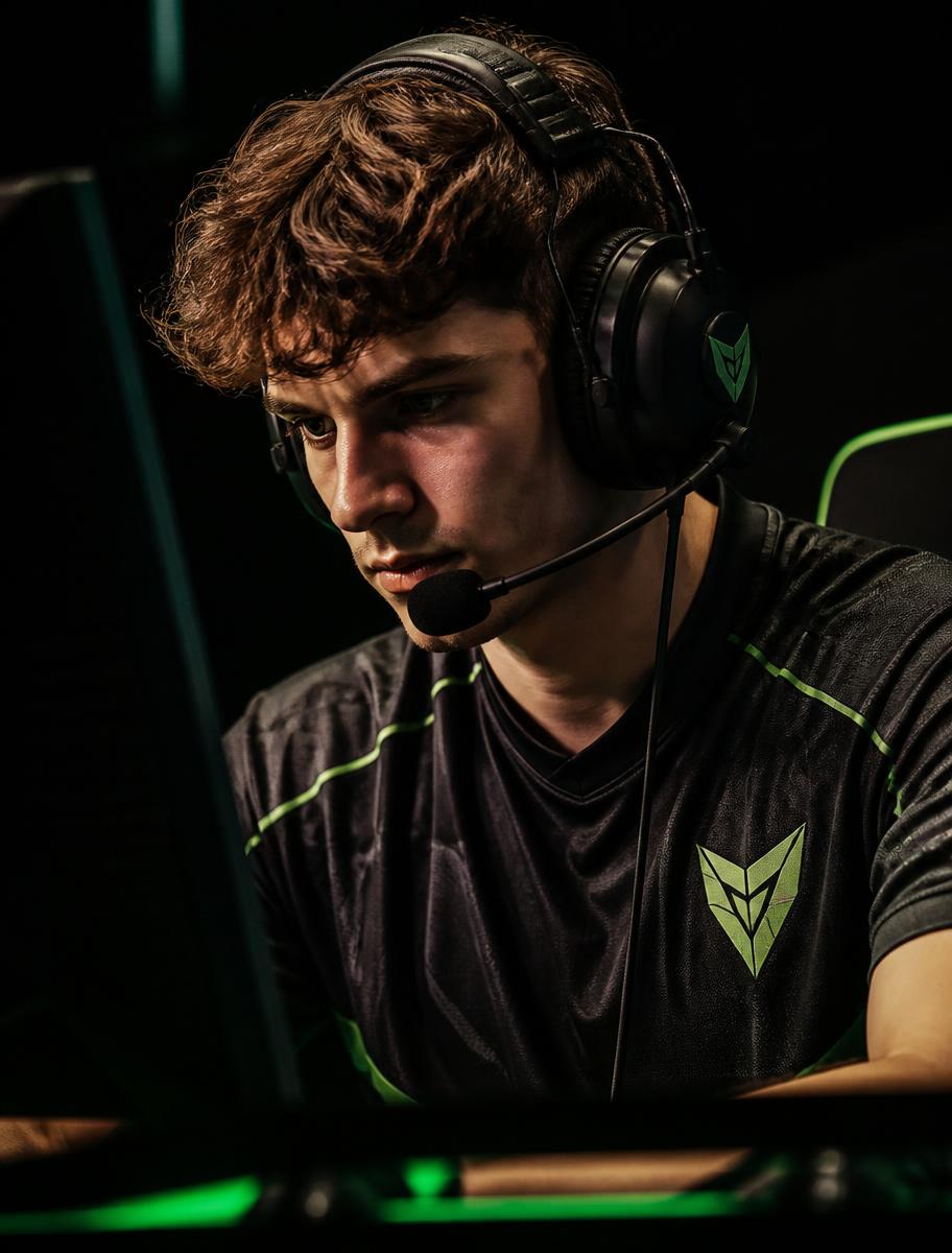 Vanguard Protocol esports player wearing a connected team jersey and headset