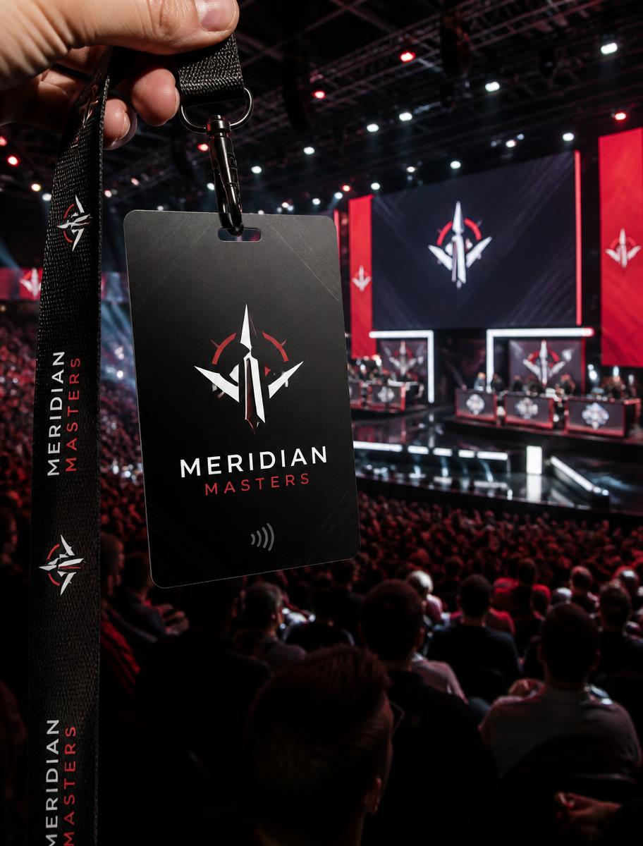 Meridian Masters connected tournament credential in a live esports arena