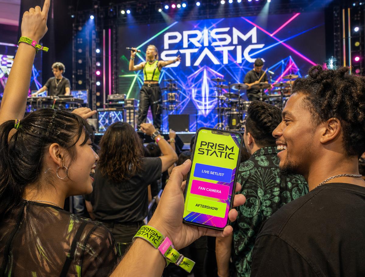 Prism Static fans using a readable concert portal during a live performance