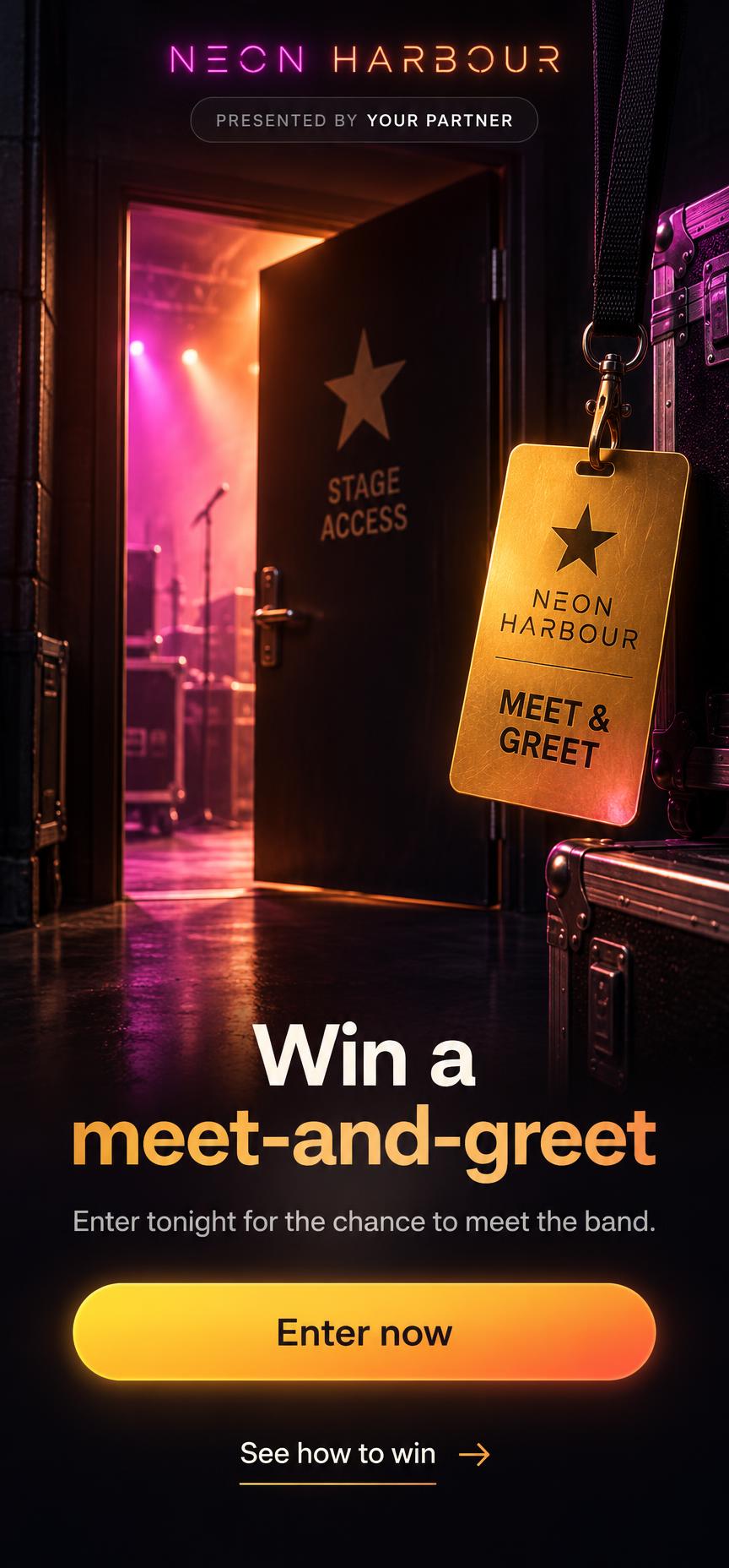 Meet-and-greet competition presented by Your Partner with an Enter now button