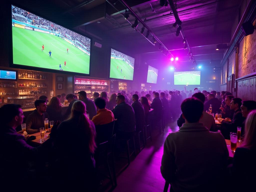 Supporters watching live football at a partner venue