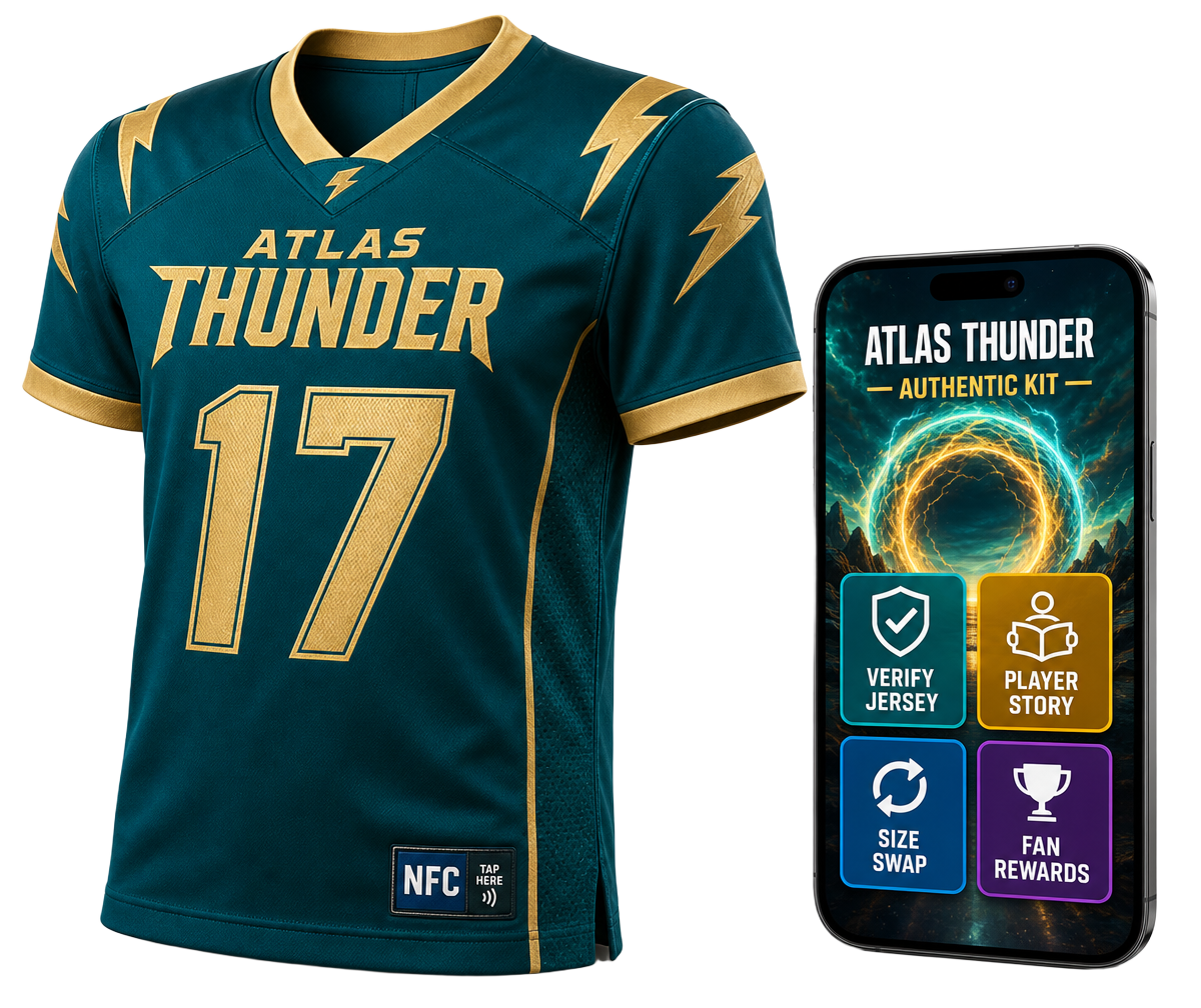 Connected home shirt beside a phone showing its verification portal